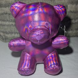 Candy Bears Valentines Day Metallic Plush 8" Stuffed Animal Purple Pink NWT