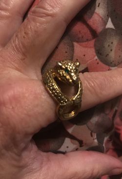 14k over sterling silver panther ring size 8