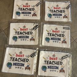 New Best Teacher Ever zippered Pouches. 6 