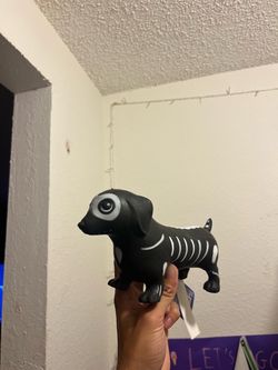 Skeleton Dachshund Dog Rubber Toy Figure