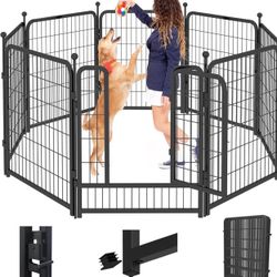 Dog Playpen 40 inch 8 Panels Dog Fence Outdoor for Yard Indoor Dog Pen for Large/Medium/Small Dogs, Heavy Duty Metal Puppy Playpen with Door Portable 