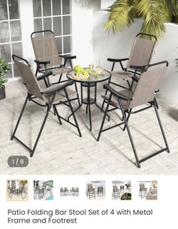 Patio Folding Bar Stool Set of 4