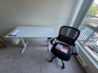 Adjustable Standing Desk with Simple Office Chair