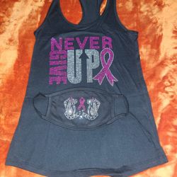 $ 20 Dollars  NEVER GIVE UP  Tee & Mask Motivational  ,size  Small 