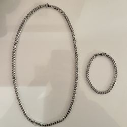 MENS CUBAN CHAIN & BRACELET 