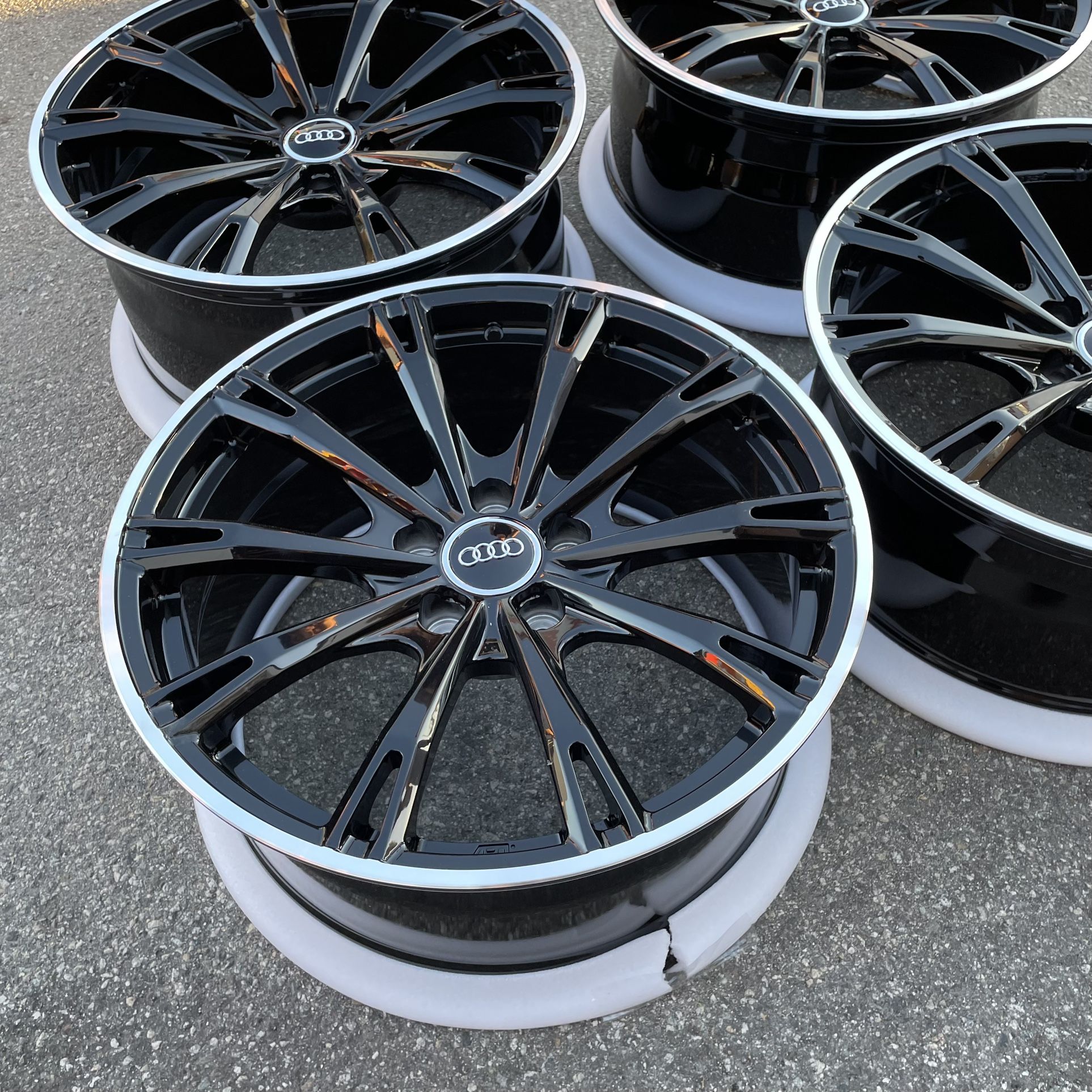 18” NEW Audi A3 A5 A6 Gloss Black Machined Lip Sport Wheels Rims 18x8.5 +35 (5x112) Fits A3 S3 A43 S4 A5 S5 A6 S6 A7 S7 A8 S8 Q5 SQ5 RS3 RS5 RS7 TT