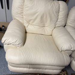 White Leather Sofa And Chair