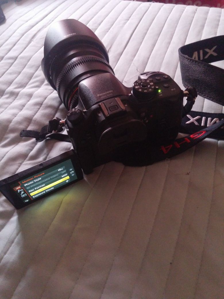 GH4 With Metabones and Rokinon Lense And Charger