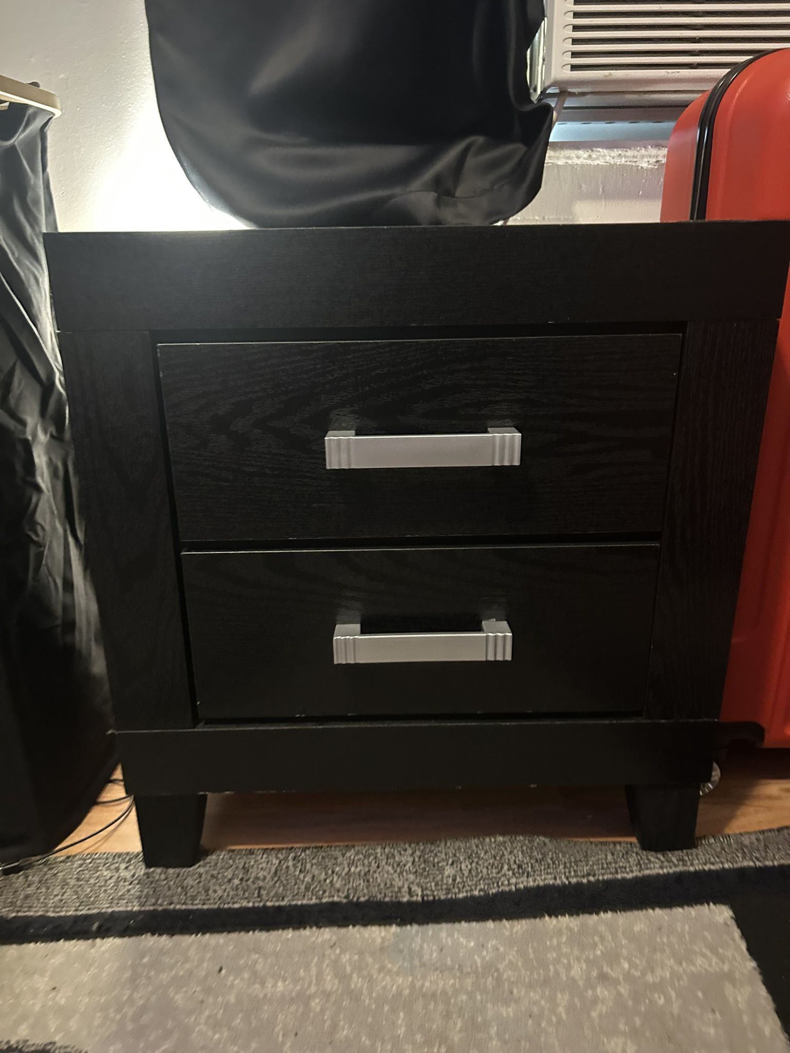 Black And Silver Bedside Table