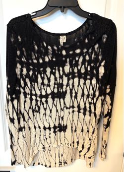 XCVI Black & Ivory Tie-Dye Open-Knit Sweater - Size S