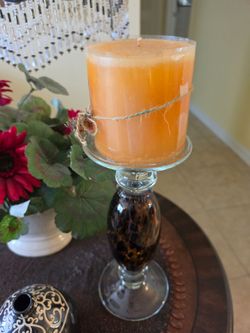 Glass Candle Holder with Candle
