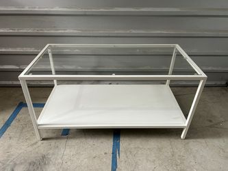 Glass Top - Metal Frame Coffee Table (18x18x36")