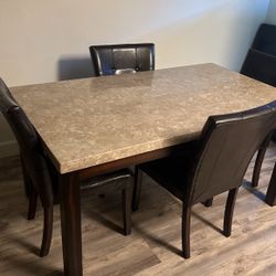 Darkwood And Granite Dining Table