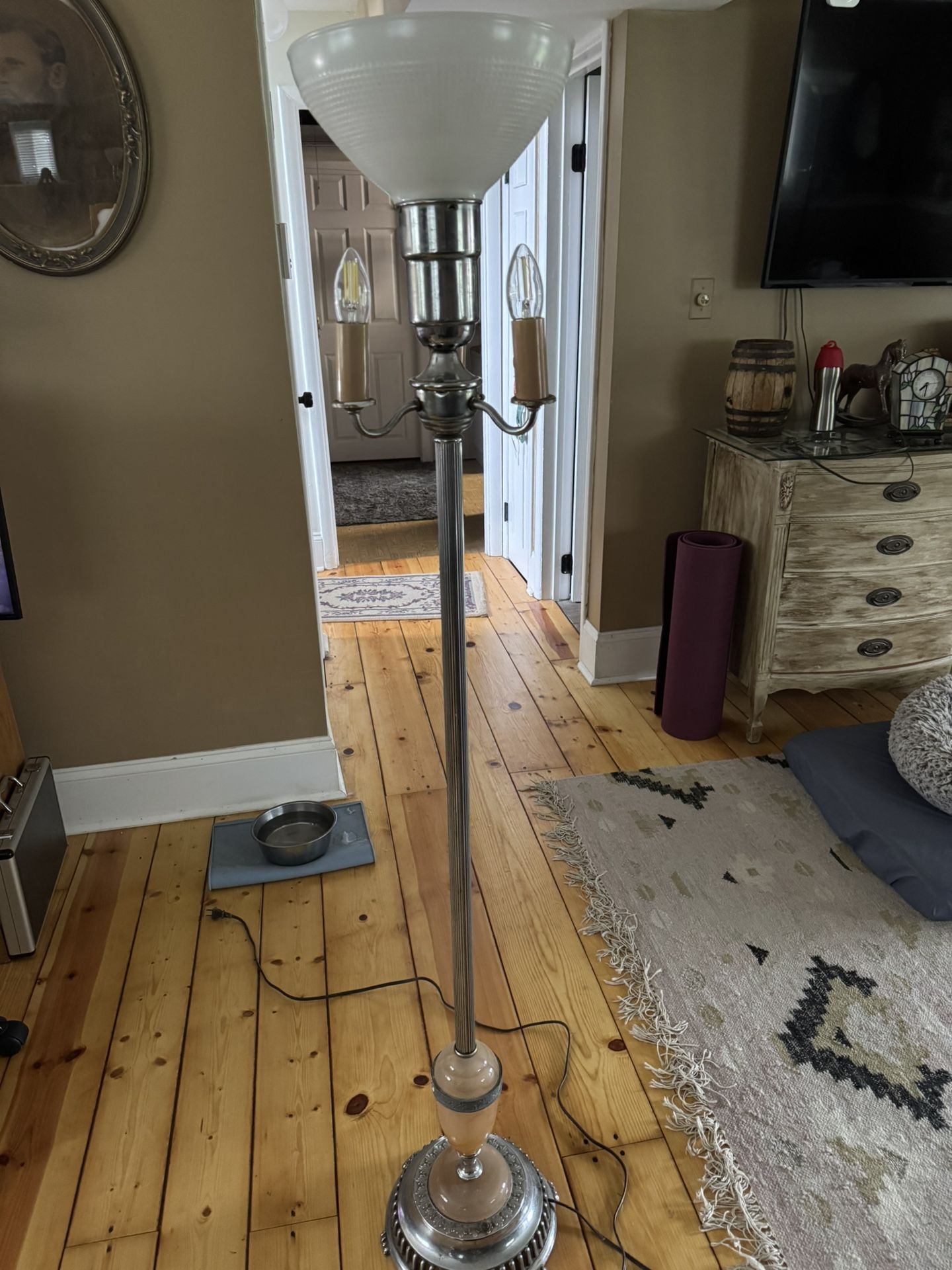 Antique Floor Lamp  W  Night Light On The Bottom 