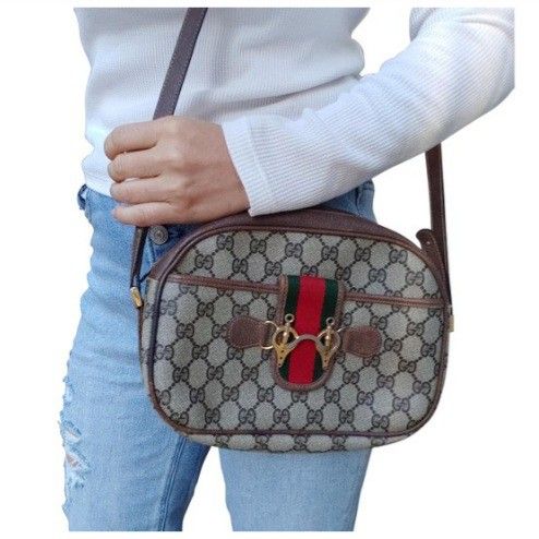 Authentic Vintage Gucci GG Monogram Supreme Sherry Web Ophidia Shoulder Bag
