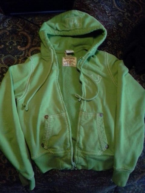 Lime Green True Religion Girls Hoodie Sweatshirt Jacket