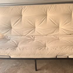 Metal Futon Sofa Bed with Full-Size Mattress 