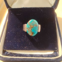 Contemporary Navajo Turquoise Sterling Silver Ring
