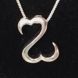 Solid Sterling SIlver  Double Heart Necklace 