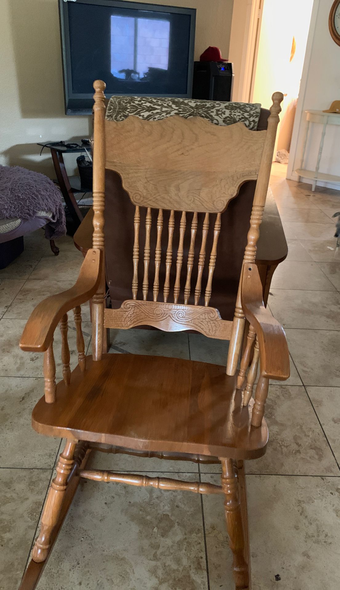Antique solid oak rocking chair $50.00