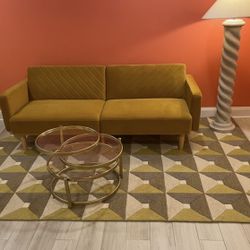 Mopio Chloe Futon Convertible Sofa Sleeper Futon - Antique Gold