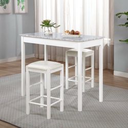 White Faux Marble Kitchen Table