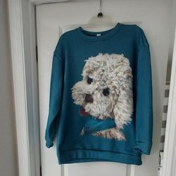 Dog Puppy Poodle Cockapoo Goldendoodle Blue Sweatshirt Soft Cozy Comfy Lg