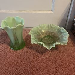 Antique Rare Emerald Milk glass