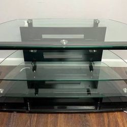 Contemporary BDI Glass & Metal TV Electronics Stand Console  