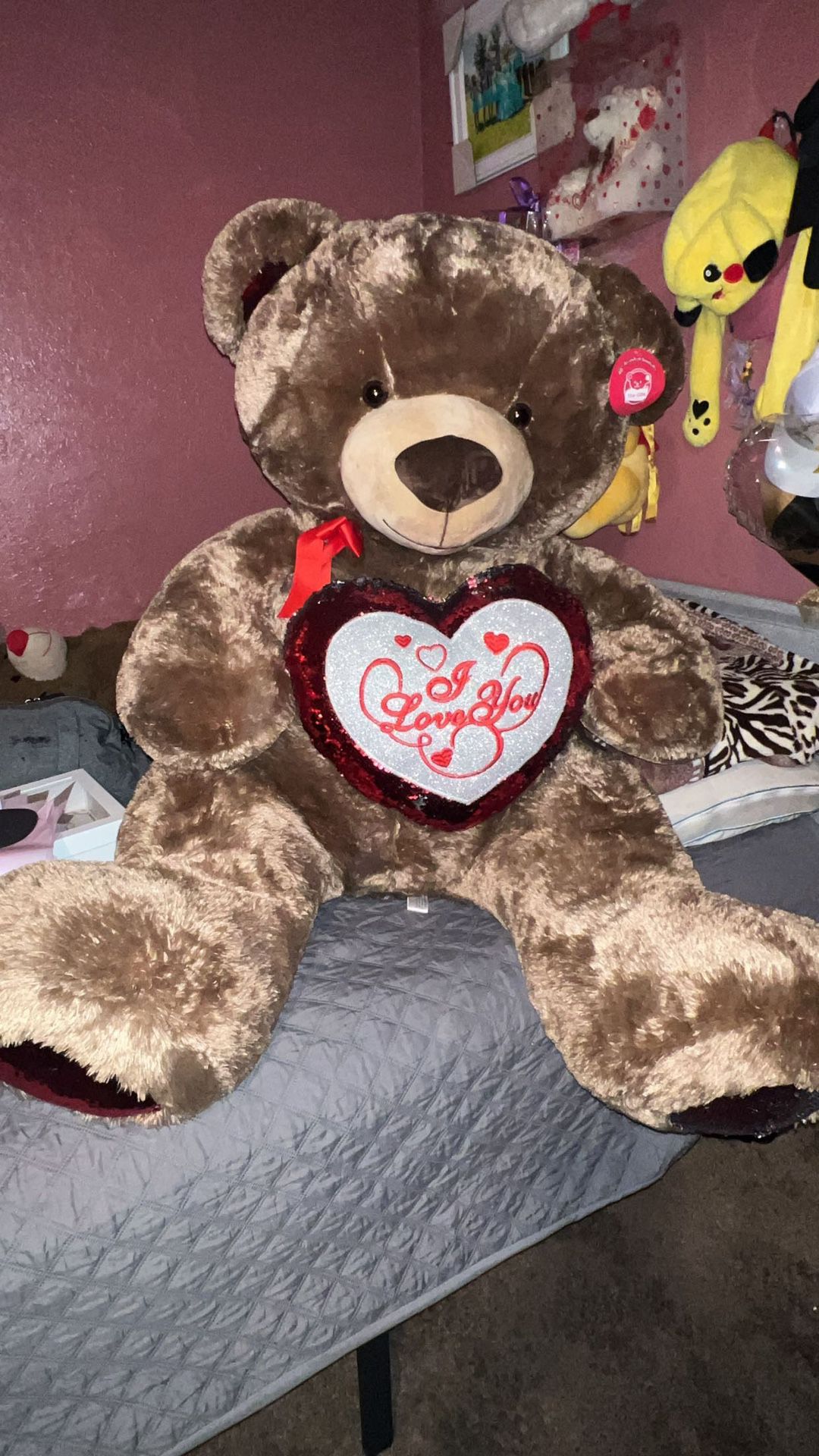 Giant Teddy Bear -With I Love You Heart 