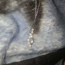 Vintage Sterling Silver Genuine Gemstone Swirl Necklace 