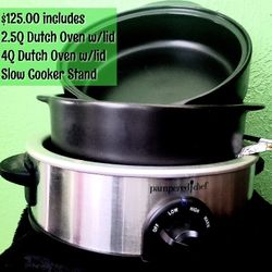 Pampered Chef Stand W/ 2 Dutch Ovens