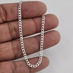 925 Sterling Silver Cuban Diamond Cut Bracelet 