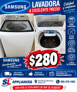 🧺✨ ¡LAVADORAS SAMSUNG A EXCELENTE PRECIO! ✨🧺  Dale a tu hogar la calidad que necesitas sin gastar de más 💙  🔹 Lavadoras Samsung de carga superior 