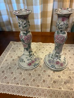 Vintage rose candle holders