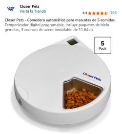 Closer Pets - Comedero automático para mascotas de 5 comidas Temporizador digital programable