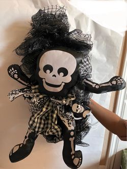 Halloween Skeleton Wreath Door Decoration