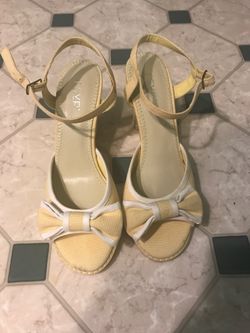 Women Fabric Wedge Sandal Shoes Size 6