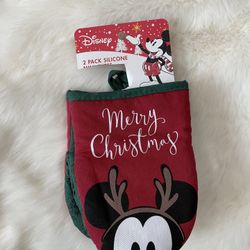 2-Pack Disney Mickey Mouse Oven Mitts Yuletide Fun Christmas