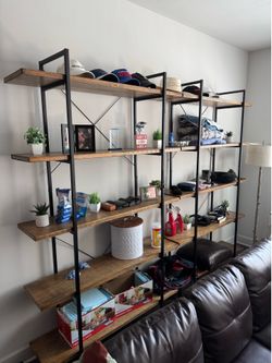 Pair of Extra-Tall 5-Tier Industrial Bookshelves – 84”