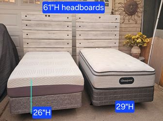 **Pair of Twin Bed Sets with Rustic Headboards** ($155 ea or $310 both