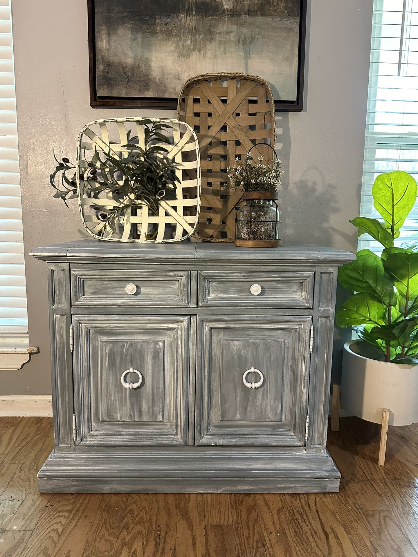 Coastal chic Sideboard/Console Cabinet/Storage Cabinet- Freshly Painted 
