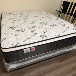 Queen Bamboo Orthopedic Pillow Top Mattress and Boxspring