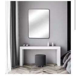 Home Decorators Collection 24 in. W x 30 in. H Rectangular Aluminum Framed Wall Bathroom Vanity Mirror in Black (Screws Not Included)@X1-012