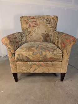 Vintage Floral Upholstered Armchair with ottoman