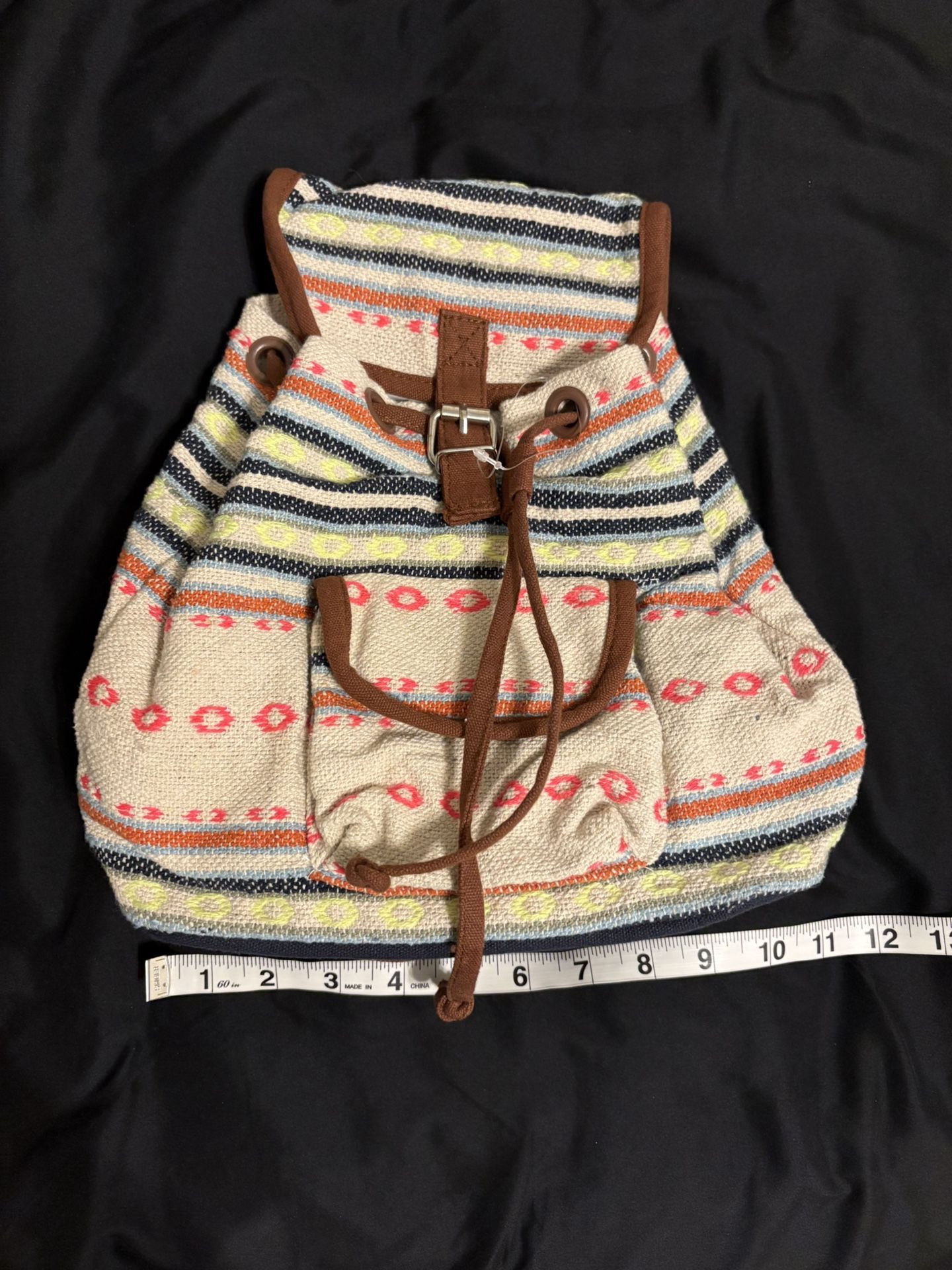 Multicolored Stripped Canvas Bag With A Boho Touch