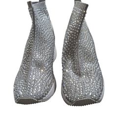 Authentic Michael Kors Boot Sneakers Silver Cryst