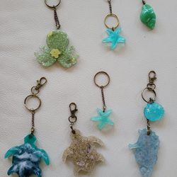 Ocean and Beach  Theme Key Ring, Purse Or Backpack Bling