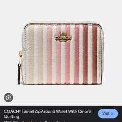 Coach leather pink ombre zip around wallet