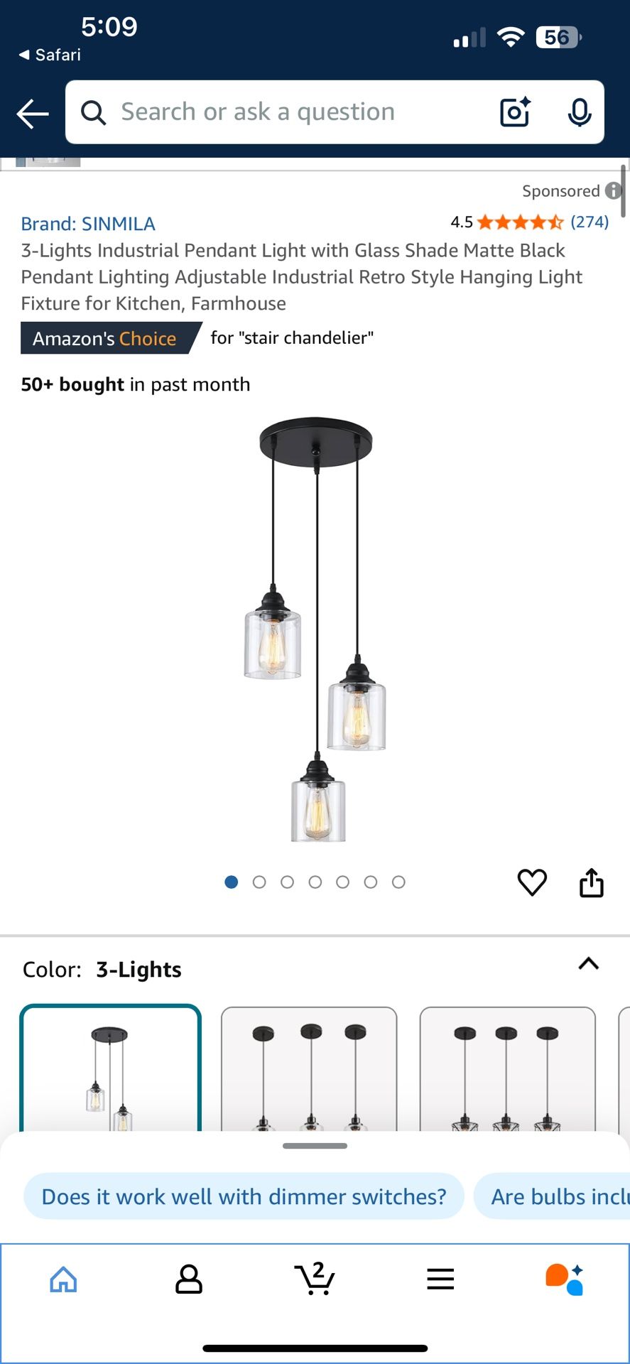 Brand New 3 Light Pendant Chandelier